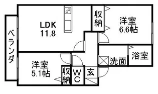 サンリッチ F棟【2階】の間取り