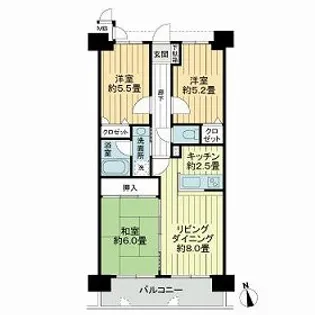 ライオンズマンション坪井川遊水公園【0706号室】の間取り