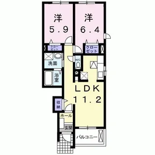 カーサ弐番館【1階】の間取り