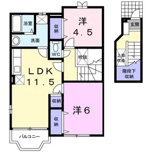 アンソレイエⅠ番館【2階】の間取り