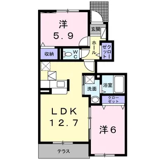 サン フラワーK【1階】の間取り