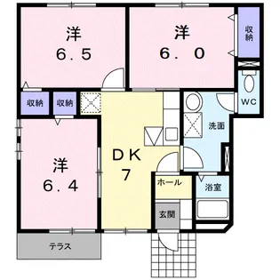 ディアコートB【1階】の間取り