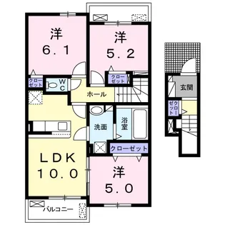 VILLA SHIN Ⅱ【2階】の間取り