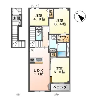 侑信輪Ⅰ【201号室】の間取り
