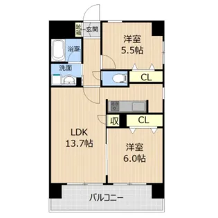 LIBTH水前寺公園【5階】の間取り