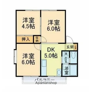 AFIELD嘉島Ⅰ・Ⅱ【2階】の間取り