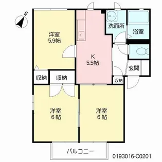 ハピネス高柳 C棟【2階】の間取り