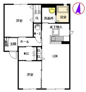 メゾンソレイユ Ⅱ番館【1階】の間取り