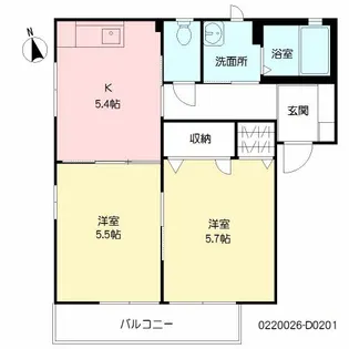 メゾンド・カイロウ D棟【201号室】の間取り