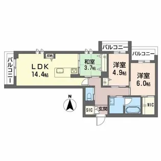 シャーメゾンCOMFORZA【2階】の間取り