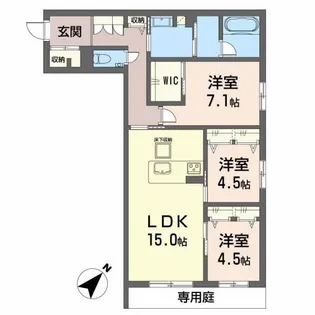 シャーメゾンアイリス【1階】の間取り