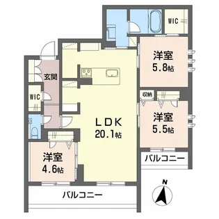 シャーメゾン光の森プレミアム【2階】の間取り