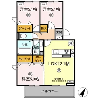 セジュールオッツ長嶺【3階】の間取り