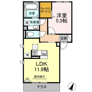 グリシーヌ長嶺【1階】の間取り