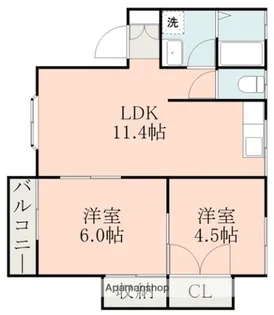 若葉ヶ丘ハイツ【2階】の間取り