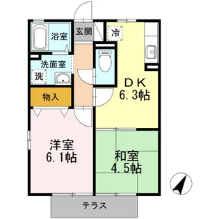 ヴェルドミール山ノ神Ⅱ A棟【103号室】の間取り