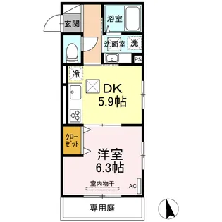 LUNGO LA FERROVIA.307(ルンゴラフェロヴィー【1階】の間取り