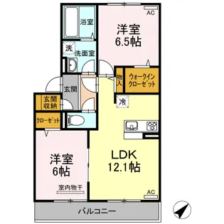 DーROOM帯山西【2階】の間取り