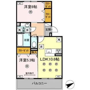 DーROOM NISHIBARU B棟【1階】の間取り