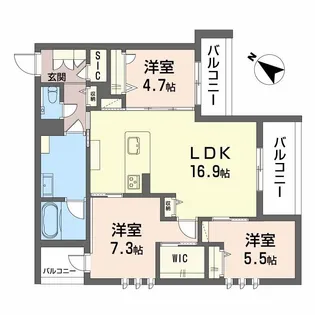 シャーメゾン 新屋敷 PREMIUM【3階】の間取り