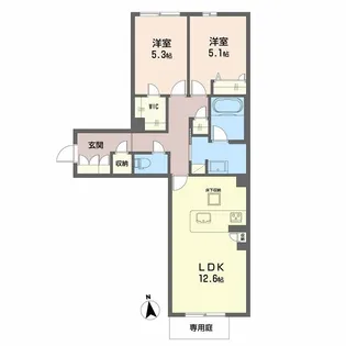 2LDKの間取り画像