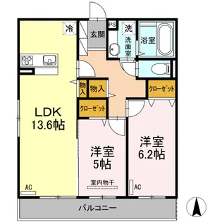 ラフィーネ益城 A棟【2階】の間取り