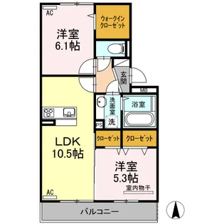 ラフィーネ益城 B棟【3階】の間取り