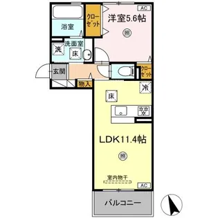 DーROOM須屋(トリシア)【1階】の間取り