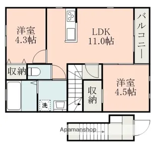 SHELL LEBEN新外【2階】の間取り