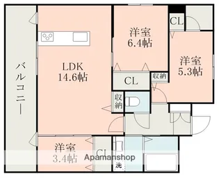 ラ・シック嘉島Ⅳ【5階】の間取り