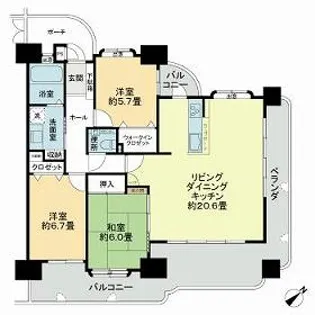 シティライフ西原【6階】の間取り