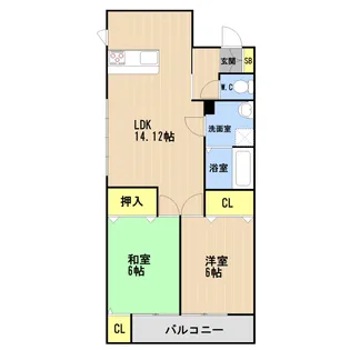 グレースコートC棟【0102号室】の間取り