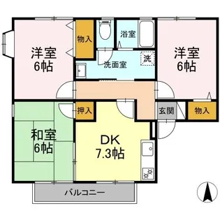 アンプルール B棟【201号室】の間取り