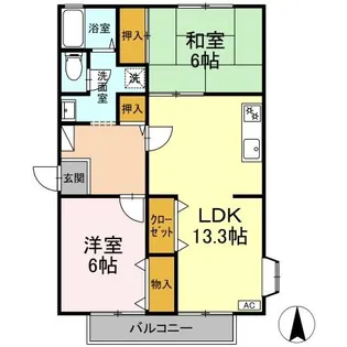 アンプルール A棟【202号室】の間取り
