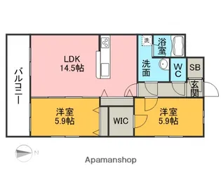熊本県熊本市南区幸田1丁目【マンション】の間取り