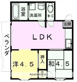 峠ハイツ【1階】の間取り