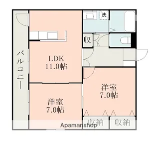 コートプレイス龍田Ⅱ【2階】の間取り