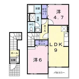 ムーンヴェルジュD【2階】の間取り