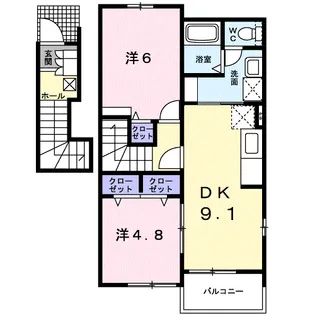 サンシャイン花房B【2階】の間取り