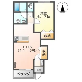ヴァンベール小楠【1階】の間取り