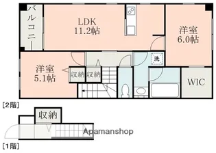 2LDKの間取り画像