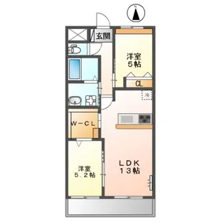 アヴァンティ阿蘇B棟【206号室】の間取り