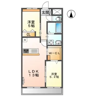 アヴァンティ阿蘇B棟【205号室】の間取り