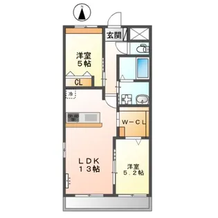 アヴァンティ阿蘇B棟【2階】の間取り