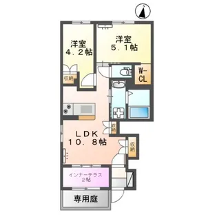 ルガルボニート北熊本【1階】の間取り