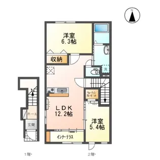 ボヌールMASHIKI Ⅱ【201号室】の間取り