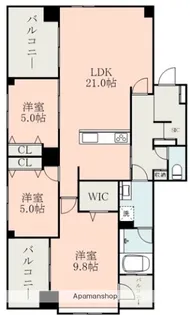 ラ・シック菊陽【8階】の間取り