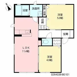 サクラージュⅡ B棟【1階】の間取り