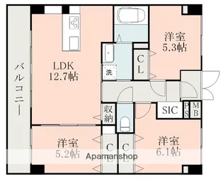 フォーエス武蔵ヶ丘北SOUTH【6階】の間取り