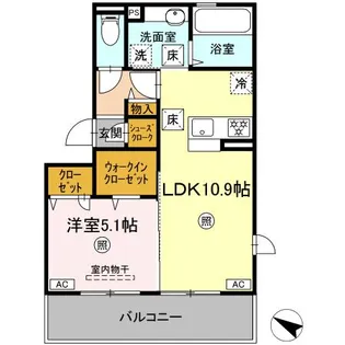 オーヴィラージュII【1階】の間取り